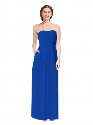 Online Strapless Sweetheart Keyhole Back Long Chiffon Bridesmaid Dress UK