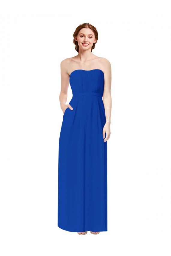 Online Strapless Sweetheart Keyhole Back Long Chiffon Bridesmaid Dress UK