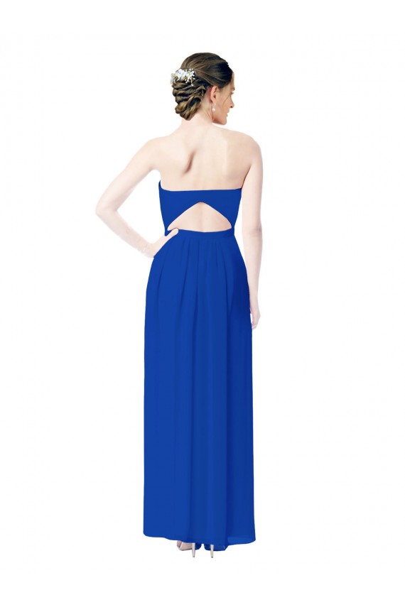 Online Strapless Sweetheart Keyhole Back Long Chiffon Bridesmaid Dress UK