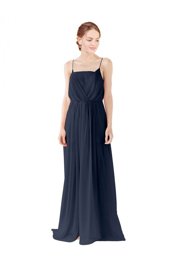 Online Spaghetti Straps Open Back Long Chiffon Bridesmaid Dress UK