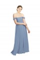 Online Long Floor Length Chiffon Bridesmaid Dress with Fluttering Off the Shoulder Straps UK