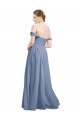 Online Long Floor Length Chiffon Bridesmaid Dress with Fluttering Off the Shoulder Straps UK