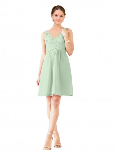 Online v-Neckline Short Knee Length Chiffon Cocktail Bridesmaid Dress UK