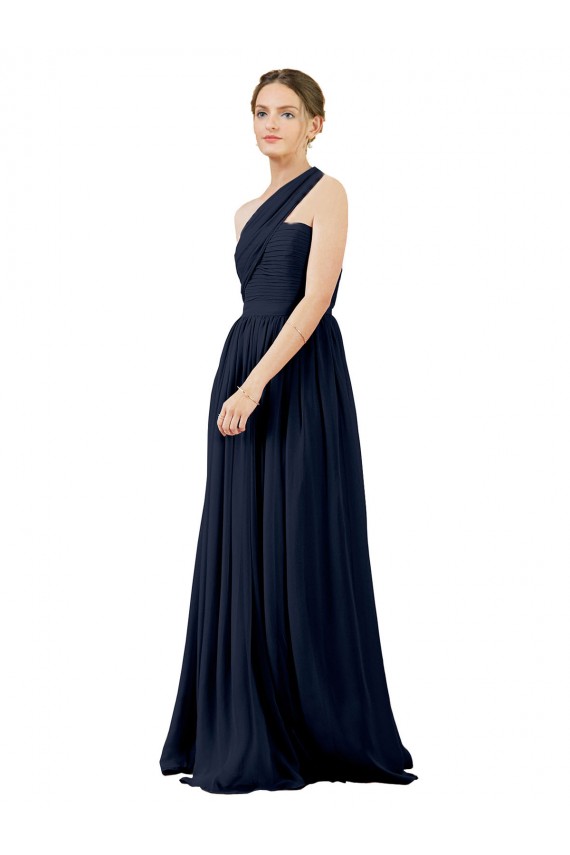 Online Draped One Shoulder Strapless Chiffon Bridesmaid Dress UK