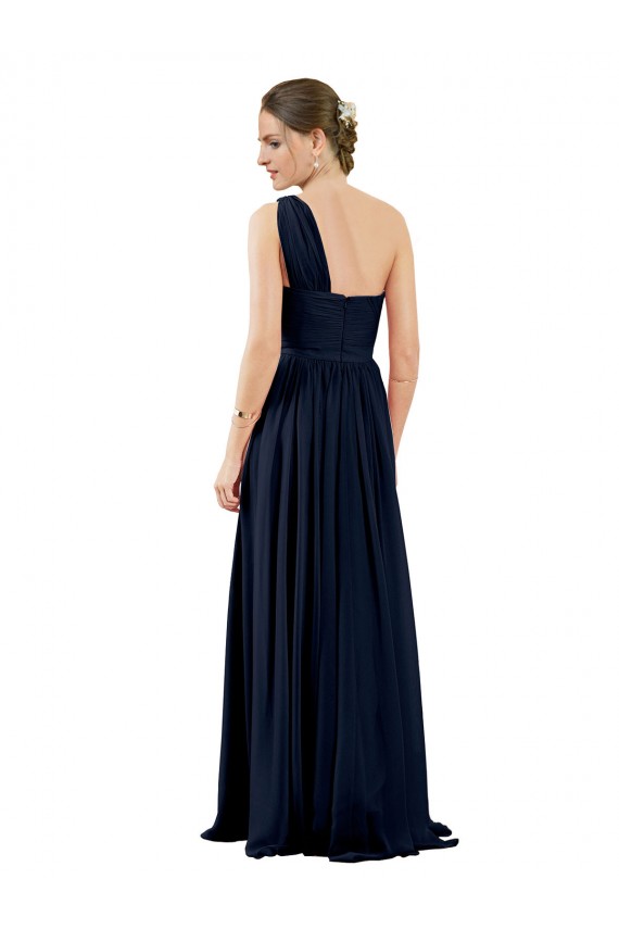 Online Draped One Shoulder Strapless Chiffon Bridesmaid Dress UK