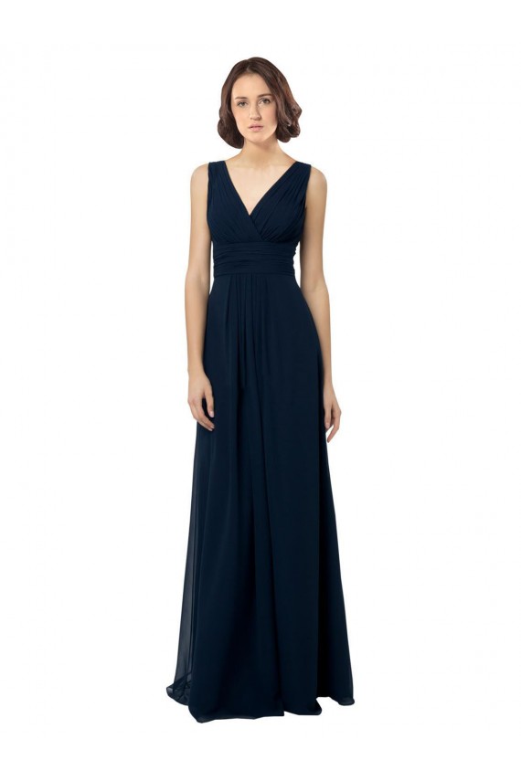 Online Chiffon Sleeveless Bridesmaid Dress with V Front and Back UK