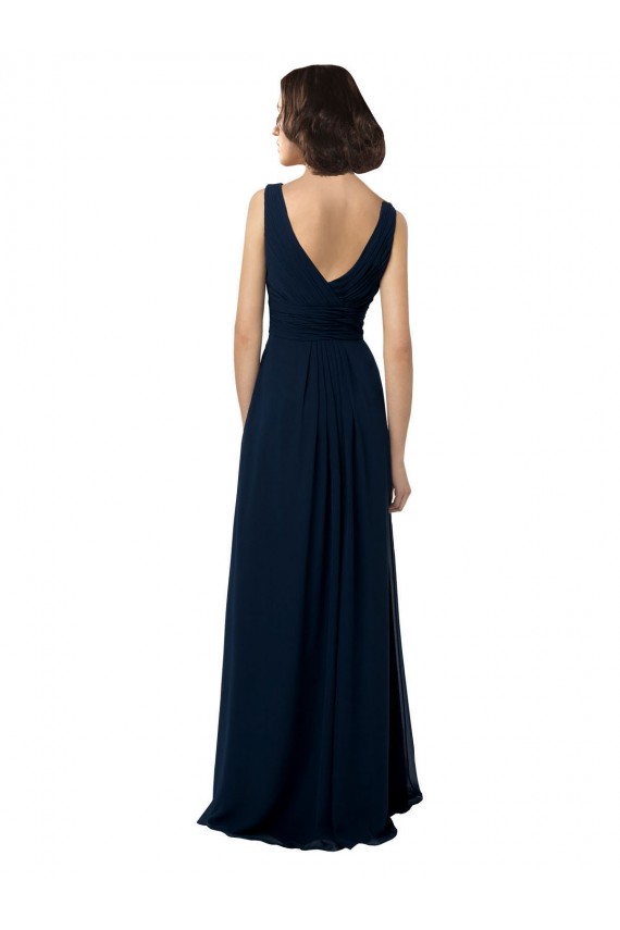 Online Chiffon Sleeveless Bridesmaid Dress with V Front and Back UK