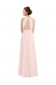 Online Sleeveless Chiffon High Neck Bridesmaid Dress with Diagonal Pleats UK