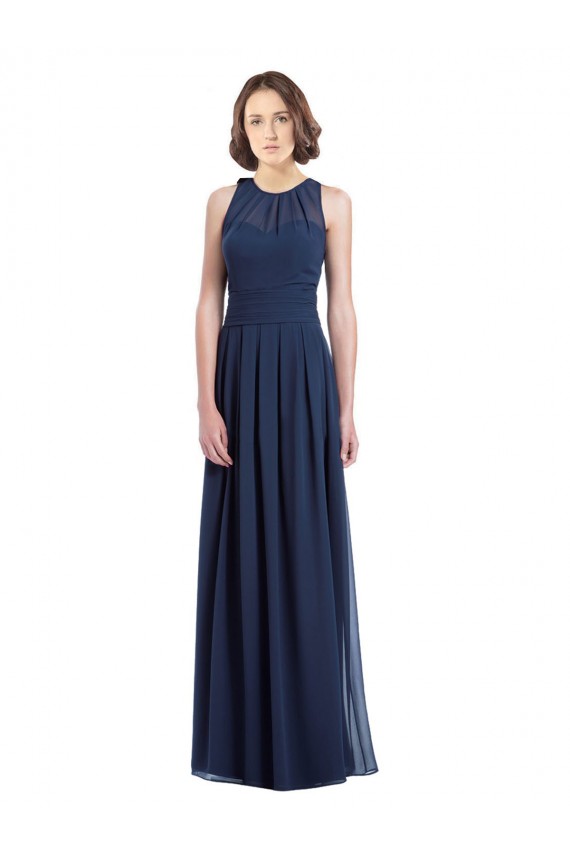 Online Chiffon High Neck Sleeveless Bridesmaid Dress with Pleats UK