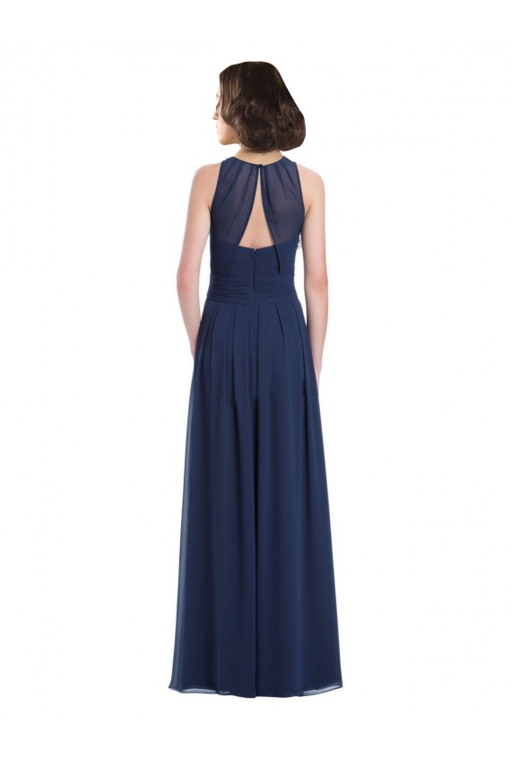 Online Chiffon High Neck Sleeveless Bridesmaid Dress with Pleats UK