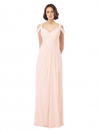 Online Chiffon Sweetheart Bridesmaid Dress with An Illusion Overlay UK