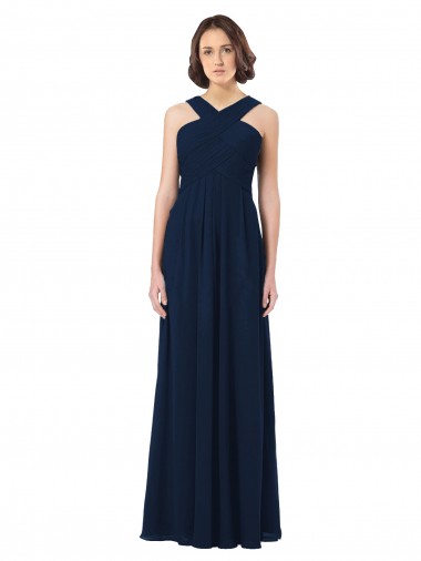 Online Long Chiffon Bridesmaid Dress V-Neck Top UK