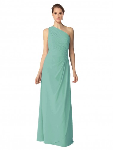 Online Long Chiffon One Shoulder Full Length Bridesmaid Dress UK