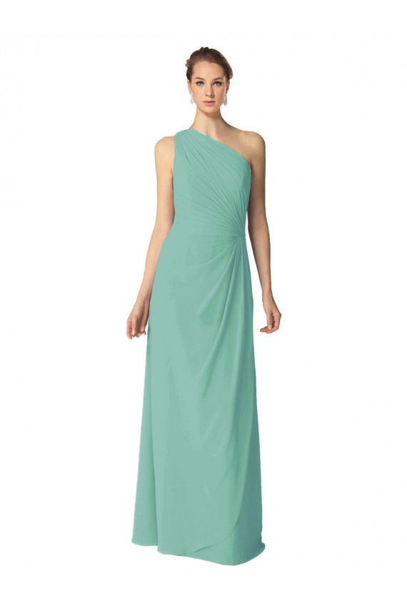 Online Long Chiffon One Shoulder Full Length Bridesmaid Dress UK