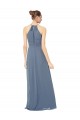 Online Spaghetti Strap Long Chiffon Halter A-Line Bridesmaid Dress UK