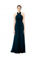 Online Keyhole Back Long Chiffon Halter Dress with Halter Straps Cross Neck UK