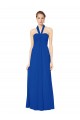 Online Sleeveless Long Chiffon Empire Gown with Pleated Halter Straps UK