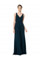 Online Long Chiffon V-Neck Sleeveless Bridesmaid Dress with Large Keyhole Back UK