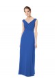 Online Long Chiffon Strapless Bridesmaid Dress with Wide Front and Back V-Neckline UK