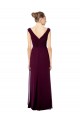 Online Long Chiffon Strapless Bridesmaid Dress with Wide Front and Back V-Neckline UK