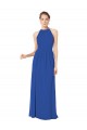 Online Long Chiffon High-Neck Sleeveless Bridesmaid Dress UK