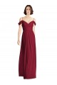 Online Off the Shoulder Long Chiffon Bridesmaid Dress with Pleated Sleeves UK