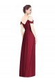 Online Off the Shoulder Long Chiffon Bridesmaid Dress with Pleated Sleeves UK