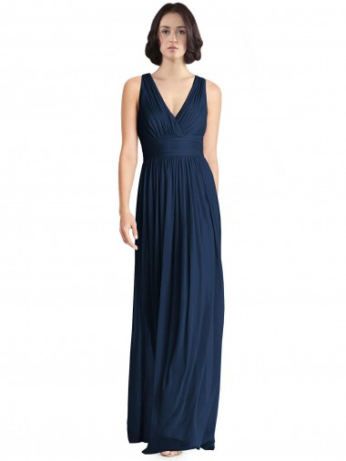 Online Cut Out Back Long Chiffon V-Neck Bridesmaid Dress UK