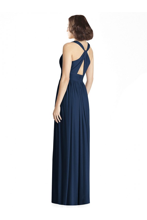 Online Cut Out Back Long Chiffon V-Neck Bridesmaid Dress UK