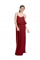 Online Long Chiffon Bridesmaid Dress with Slim Straps and Open Back UK