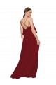 Online Long Chiffon Bridesmaid Dress with Slim Straps and Open Back UK
