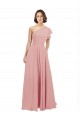 Online Chiffon Bridesmaids Dress with One Shoulder Flounced Sleeve UK