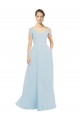 Online Chiffon Bridesmaids Dress with Off the Shoulder Draped Neckline UK