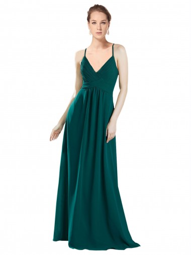 Online Sexy Chiffon Bridesmaid Dress with Deep V-Neckline UK