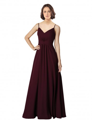 Online V-Neck Chiffon Bridesmaid Dress with Twist Front Bodice UK