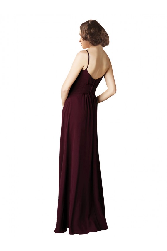 Online V-Neck Chiffon Bridesmaid Dress with Twist Front Bodice UK