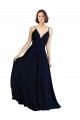 Online Simple Chiffon Bridesmaid Dress with Deep V-Neckline UK