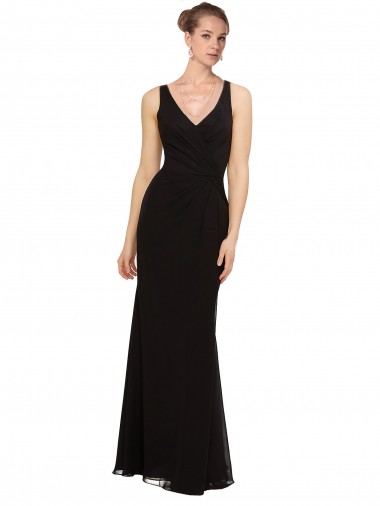 Online Open V-Back Chiffon Bridesmaids Dress with V-Neckine UK
