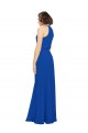 Online Long Jewel Neckline Chiffon Bridesmaids Dress wit Chiffon Tie Sash UK