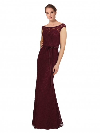 Online Lace Bridesmaids Dress with Matching Satin Tie Sash UK