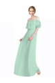 Online Spaghetti Straps Long Chiffon Off-The-Shoulder Bridesmaid Dress with Double Flounce Sleeves UK