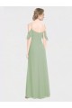 Online Long Chiffon Off-The-Shoulder Bridesmaid Dress with Double Flounce Sleeves UK