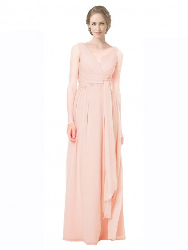 Online Full Length Chiffon Bridesmaid Dress with V-Front and Back UK