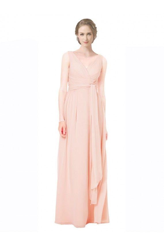 Online Full Length Chiffon Bridesmaid Dress with V-Front and Back UK