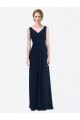 Online Long Chiffon V-Neck Sleeveless Bridesmaid Dress with Criss-Cross Pleated Bodice UK
