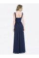 Online Long Chiffon V-Neck Sleeveless Bridesmaid Dress with Criss-Cross Pleated Bodice UK