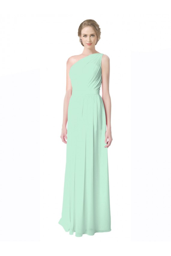 Online One Shoulder Chiffon Bridesmaid Dress with Asymmetrical Ruched Bodice UK