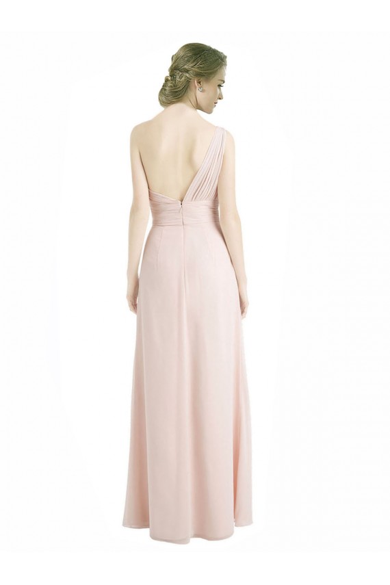 Online Full Length Chiffon Bridesmaid Dress with One Wide Shoulder Strap UK