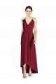 Online Draped V-Neck High Low Chiffon Bridesmaid Dress UK