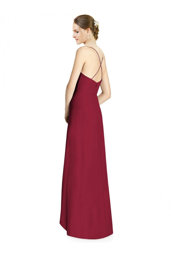 Online Draped V-Neck High Low Chiffon Bridesmaid Dress UK